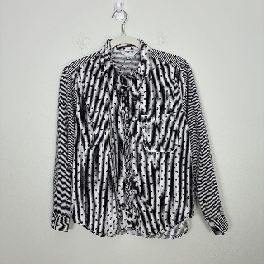 Vintage Cherokee Striped Floral Button Down Shirt Cotton Women S Cottage Western
